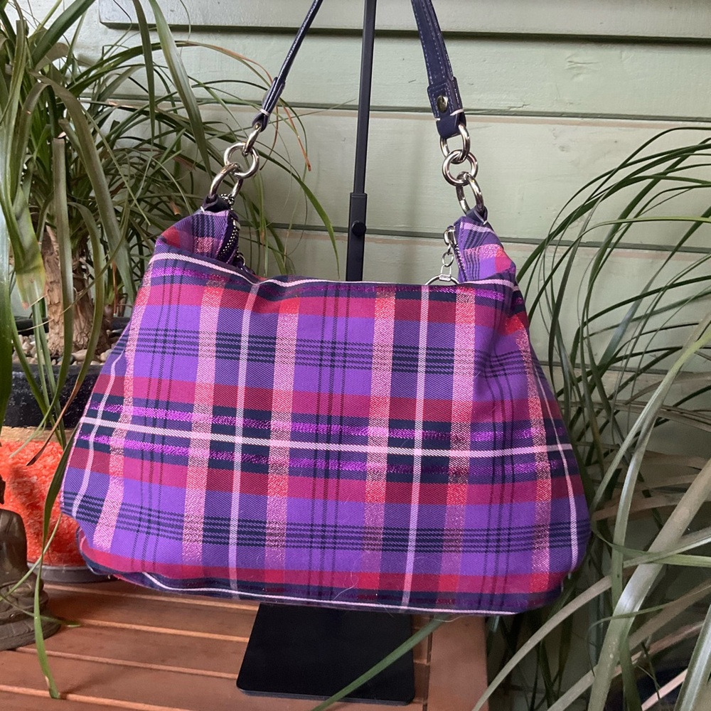 Coach Poppy Tartan hobo, 4 hang tags, like new, statement bag for vintage lovers - Picture 8 of 13